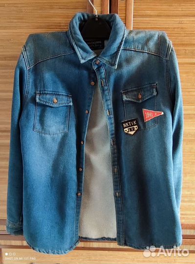 Джинсовая утепленная рубашка для мальчика 152/12