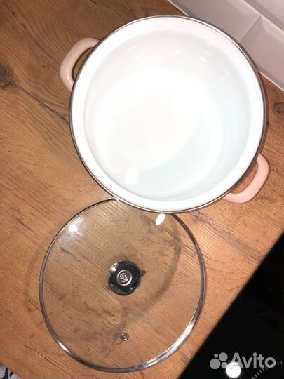 Кастрюля эмалированная 4 л с крышкой для всех плит