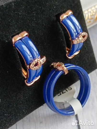 Комплект серьги,кольцо из керамики