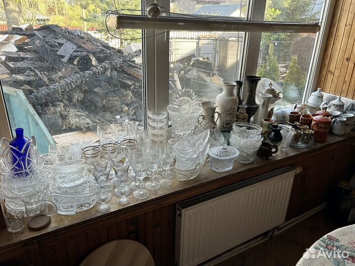 Хрусталь, набор посуды, статуэтки