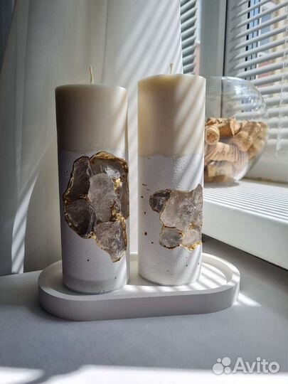 Свечи ручной работы, свечи в гипсе, на бетоне