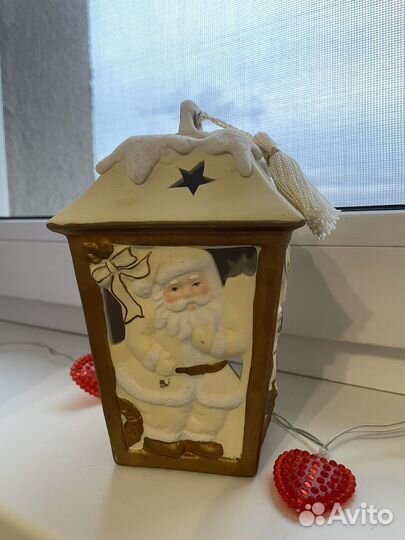 Лампа подсвечник новогодний керамика