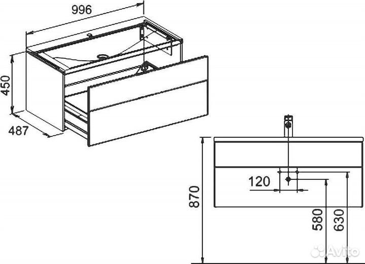 Тумба с раковиной Keuco Royal Reflex 100 белая