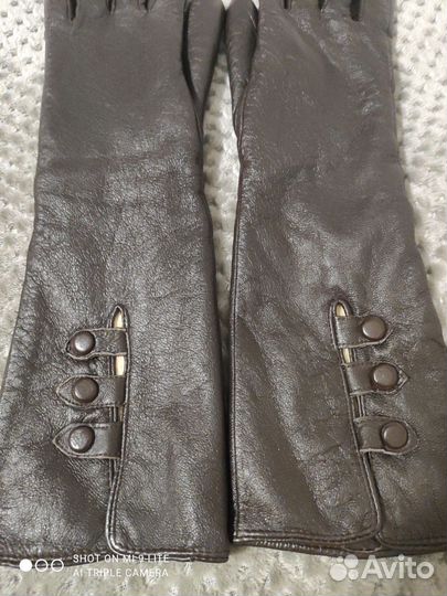 Высокие кожаные перчатки