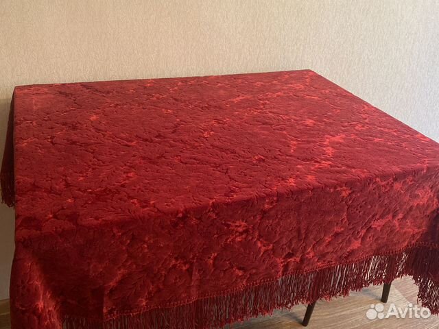 Скатерть бархатная с бахромой времен СССР