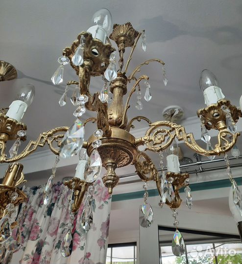 Антикварная люстра бронзовая СССР