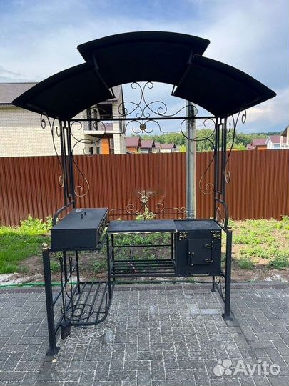 Кованый мангал с печкой