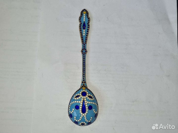 Ложка серебряная с эмалью
