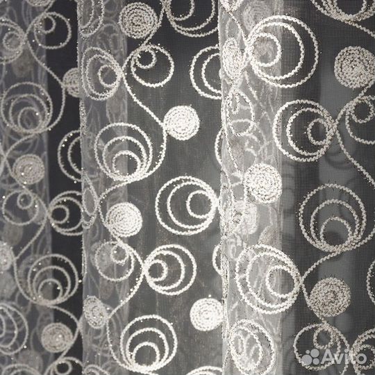 Тюль Дентель мелодия айвори готовый на окна пошив
