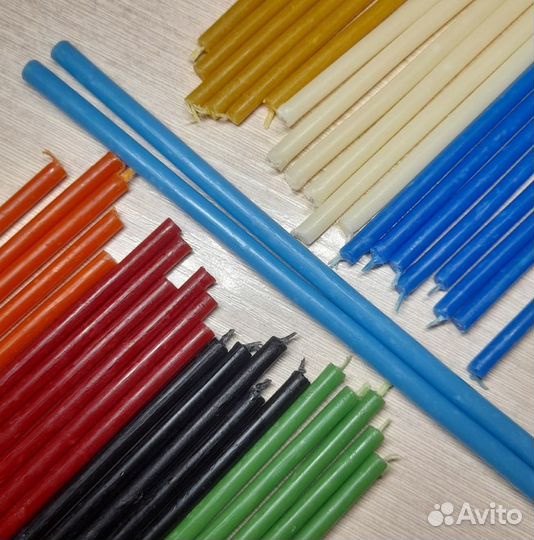 Восковые свечи разноцветные, черные, белые