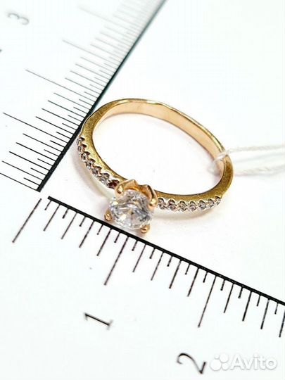 Золотое кольцо с фианитами проба 585 дф