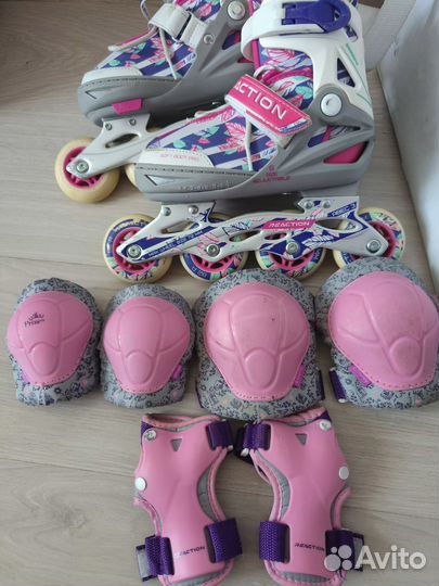 Ролики детские раздвижные,р.31-36+защита+сумка
