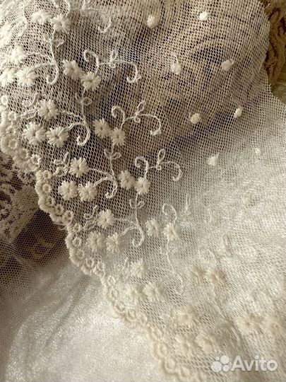 Кружево нежное мягкое вышивка винтаж ретро айвори