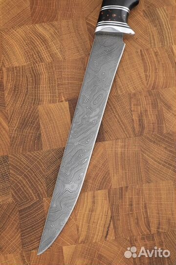 Нож для рыбы Касатка дамаск рукоять черный граб