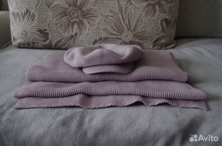 Палантин и шапка-берет зимние комплект