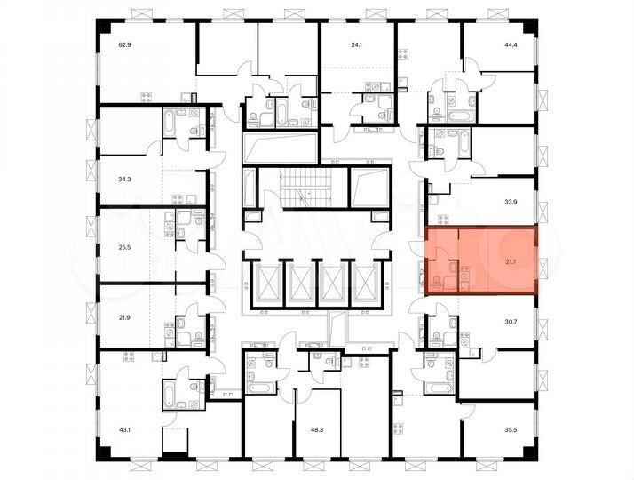 Квартира-студия, 21,7 м², 13/33 эт.