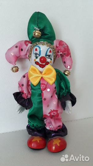 Кукла-клоун фарфоровая ручной работы. Новая в упак