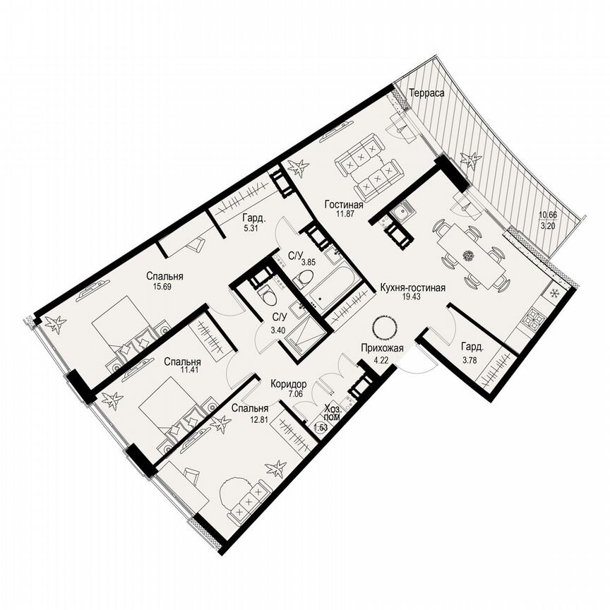 4-к. квартира, 103,6 м², 6/6 эт.
