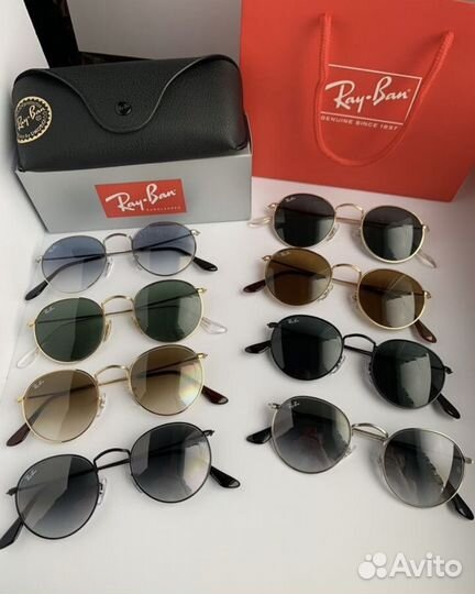 Очки ray ban round metal черные