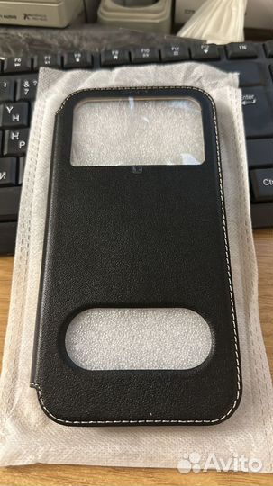 Чехол из нат.кожи для iPhone 14 Pro Max с окном