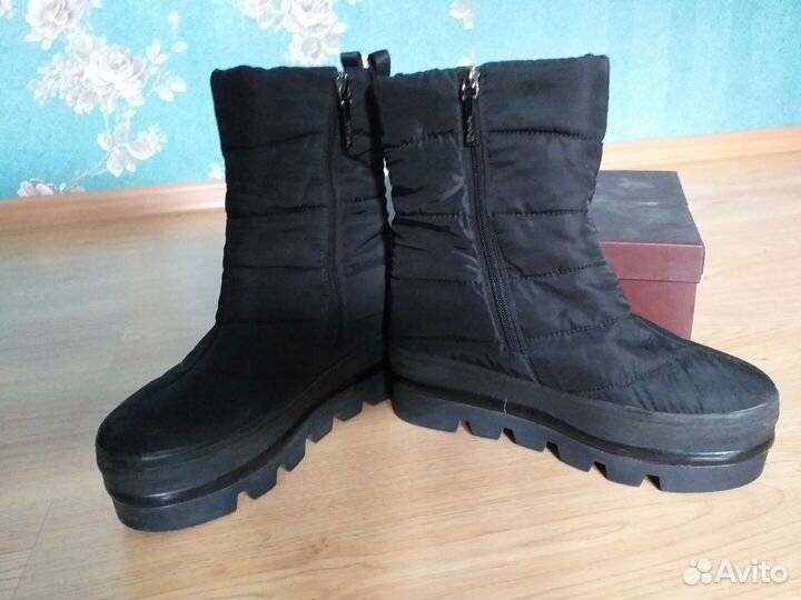 Полусапожки стильные из болоньевой ткани, теплые