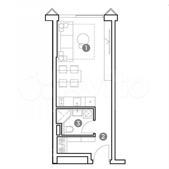 Апартаменты-студия, 27,1 м², 24/29 эт.