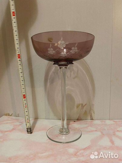 Стеклянная фруктовница с гравировкой