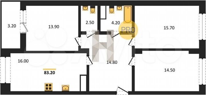 3-к. квартира, 83,2 м², 7/9 эт.