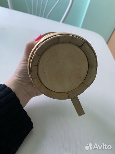 Пивная деревянная кружка с крышкой