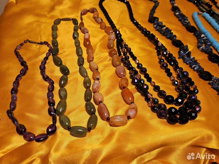 Бусы из натуральных камней винтаж Чехословакия