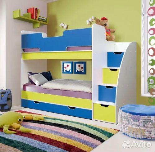 Детская кровать 2 яруса + 2 матраса