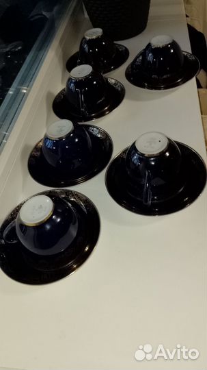 Фарфоровые чайные пары лфз кобальт СССР