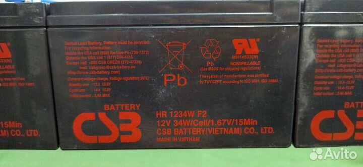 Аккумуляторы для ибп CSB HR 1234W F2
