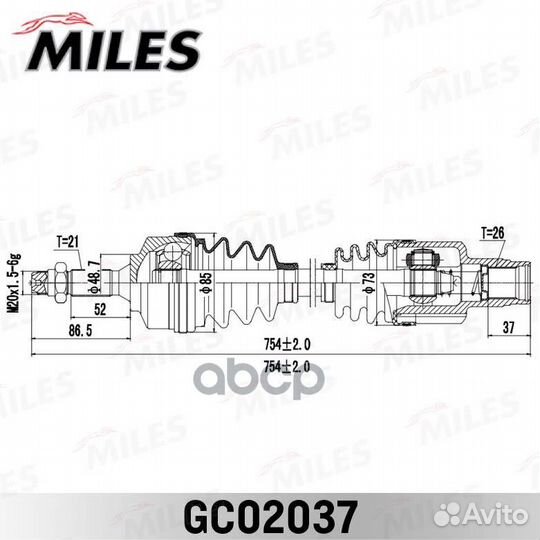 Привод в сборе правый citroen C3/C2 1.4 02- (GK