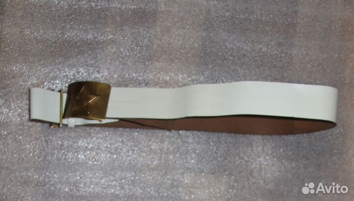 Ремень армейский парадный, белый. латунная пряжка