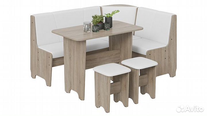 Кухонный уголок Техас сонома трюфель/экокожа белая