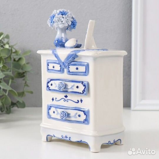 Сувенир керамика музыкальный 'Старинный комод с ва