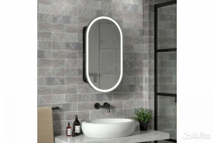 Зеркало-шкаф Reflection Black led 450x800 RF2003BL