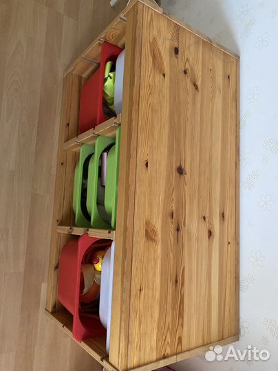 Тумба деревянная с пластиковыми ящиками IKEA