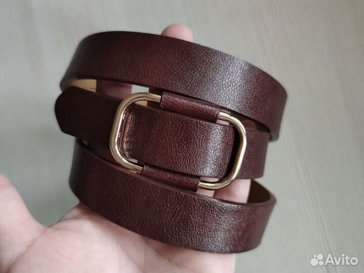 Ремень коричневый 104 см, ширина 2 см