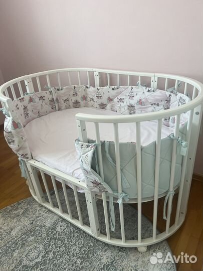 Детская кроватка трансформер круглая