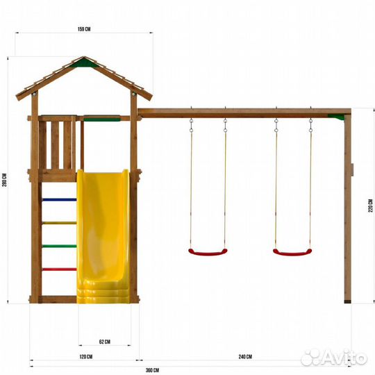 Детская деревянная площадка Jungle Gym JC8 