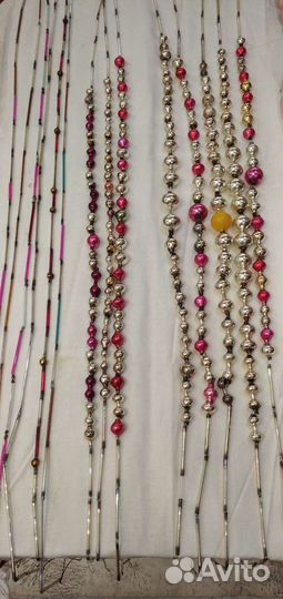 Редкие старинные новогодние гирлянды стеклярус