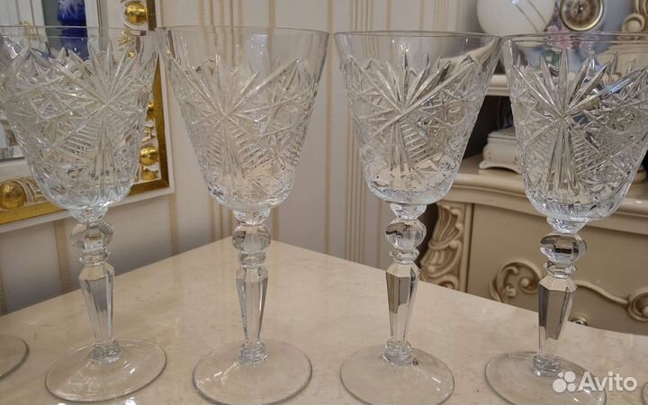 Фужеры бокалы хрусталь на фигурной ножке