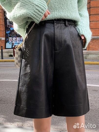 Кожаные шорты бермуды