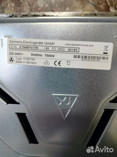 Варочная панель электрическая siemens