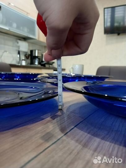 Тарелки синие, советское стекло синее, СССР стекло