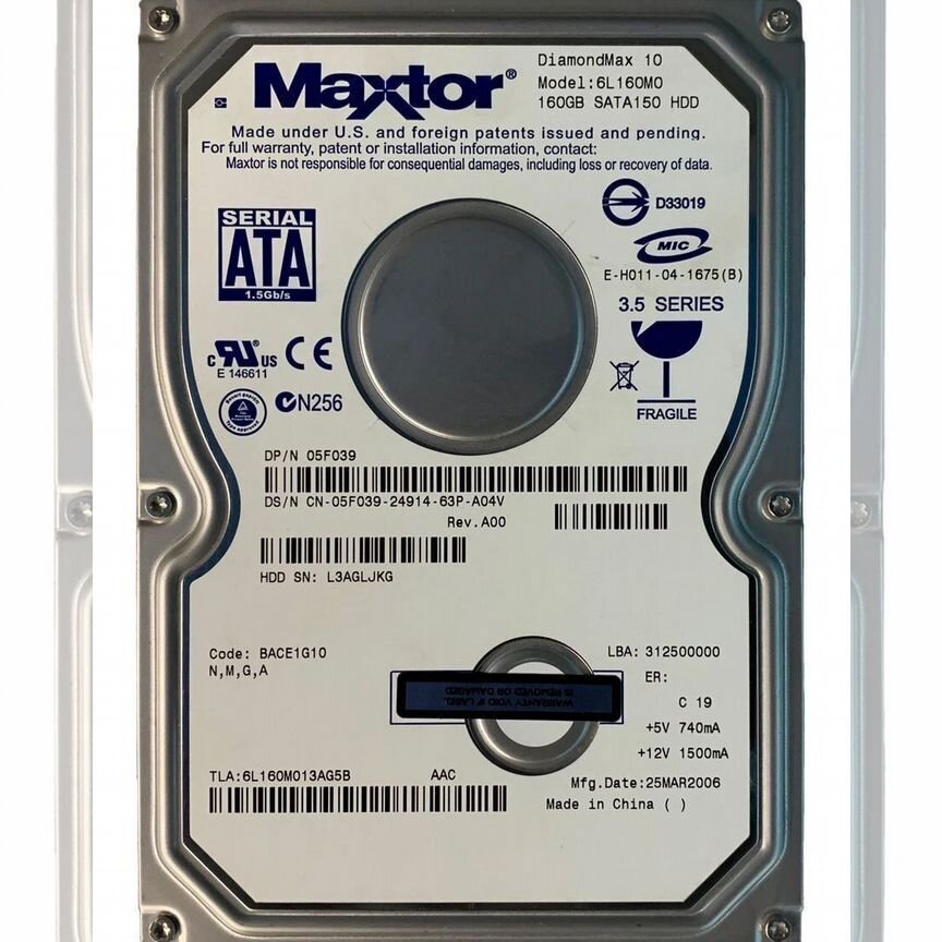 [5F039] Жесткий Диск Dell 160gb Sata2 3,5" Hdd 5f039