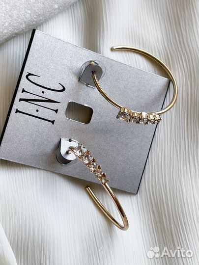 Новые серьги Inc полукольца с кристаллами