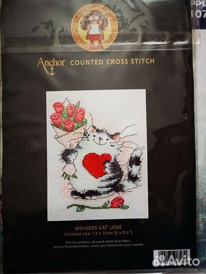 Набор для вышивания anchor, влюбленный кот